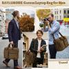 imageMens Laptop Messenger Bag Canvas Briefcase Waterproof Vintage Computer Bag Shoulder Bag Satchel Bags for Work College TravelBrown