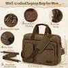 imageMens Laptop Messenger Bag Canvas Briefcase Waterproof Vintage Computer Bag Shoulder Bag Satchel Bags for Work College TravelBrown