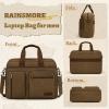 imageMens Laptop Messenger Bag Canvas Briefcase Waterproof Vintage Computer Bag Shoulder Bag Satchel Bags for Work College TravelBrown