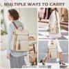 imageRAINSMORE Backpack Purse for Women Leather Travel Backpack Purse Waterproof Anti Theft Fashion Small Casual Mini Daypacks Ladies Convertible Handbags Shoulder Bag with Tassel Beige and BrownBeige and Brown