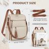 imageRAINSMORE Backpack Purse for Women Leather Travel Backpack Purse Waterproof Anti Theft Fashion Small Casual Mini Daypacks Ladies Convertible Handbags Shoulder Bag with Tassel Beige and BrownBeige and Brown