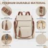 imageRAINSMORE Backpack Purse for Women Leather Travel Backpack Purse Waterproof Anti Theft Fashion Small Casual Mini Daypacks Ladies Convertible Handbags Shoulder Bag with Tassel Beige and BrownBeige and Brown