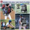 imageRAINSMORE Baseball Bag for Youth ampamp Adult Lightweight Softball Bat Bag with Shoe Compartment External Helmet Holder and Fence Hook Waterproof Baseball Backpack Hold TBall Bat and Softball EquipmentGrey
