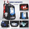 imageRAINSMORE Baseball Bag for Youth ampamp Adult Lightweight Softball Bat Bag with Shoe Compartment External Helmet Holder and Fence Hook Waterproof Baseball Backpack Hold TBall Bat and Softball EquipmentBlack