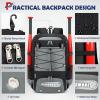 imageRAINSMORE Baseball Bag for Youth ampamp Adult Lightweight Softball Bat Bag with Shoe Compartment External Helmet Holder and Fence Hook Waterproof Baseball Backpack Hold TBall Bat and Softball EquipmentGrey