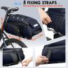 imageRAINSMORE Bike Bags for Bicycle Rear Rack 15L Waterproof Bike Ebike Trunk Pannier Saddle Bag with Rain Cover Bike Accessories Backpack Shoulder Bag for Commuter Travel Outdoor BlackBlue