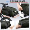 imageRAINSMORE Bike Bags for Bicycle Rear Rack 15L Waterproof Bike Ebike Trunk Pannier Saddle Bag with Rain Cover Bike Accessories Backpack Shoulder Bag for Commuter Travel Outdoor BlackGreen