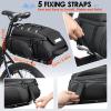 imageRAINSMORE Bike Bags for Bicycle Rear Rack 15L Waterproof Bike Ebike Trunk Pannier Saddle Bag with Rain Cover Bike Accessories Backpack Shoulder Bag for Commuter Travel Outdoor BlackBlack
