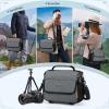 imageRAINSMORE Camera Bag for DSLR SLR Mirrorless CameraSmall Camera Sling Bag for Photographers Waterproof Camera Case with Tripod Holder Compact Camera Bag Crossbody with Rain Cover BlackGrey