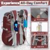 imageRAINSMORE Foldable Hiking Backpack for Women Men Packable Camping Backpack 40L Waterproof Hiking Daypack Bag Lightweight Collapsible Daypack for Travel Trekking Mountaineering Large Capacity BlackDark Red and Grey