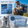 imageRAINSMORE Foldable Hiking Backpack for Women Men Packable Camping Backpack 40L Waterproof Hiking Daypack Bag Lightweight Collapsible Daypack for Travel Trekking Mountaineering Large Capacity BlackDark Blue and Grey