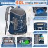 imageRAINSMORE Foldable Hiking Backpack for Women Men Packable Camping Backpack 40L Waterproof Hiking Daypack Bag Lightweight Collapsible Daypack for Travel Trekking Mountaineering Large Capacity BlackDark Blue and Grey