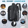 imageRAINSMORE Hiking Backpack 40L Lightweight Packable Camping Backpack Waterproof Travel Daypack Men Women Hiking DaypackBlack