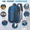 imageRAINSMORE Hiking Backpack 40L Lightweight Packable Camping Backpack Waterproof Travel Daypack Men Women Hiking DaypackBlue