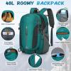 imageRAINSMORE Hiking Backpack 40L Lightweight Packable Camping Backpack Waterproof Travel Daypack Men Women Hiking DaypackGreen