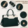 imageRAINSMORE Laptop Bag for Women 156 Inch Laptop Tote Bag Waterproof Leather Work Bags Professional Computer Briefcase Large Capacity Handbag for Business Teacher Office BlackGreen and White