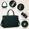 imageRAINSMORE Laptop Bag for Women 156 Inch Laptop Tote Bag Waterproof Leather Work Bags Professional Computer Briefcase Large Capacity Handbag for Business Teacher Office BlackDark Green