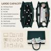 imageRAINSMORE Laptop Bag for Women 156 Inch Laptop Tote Bag Waterproof Leather Work Bags Professional Computer Briefcase Large Capacity Handbag for Business Teacher Office BlackGreen and White