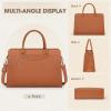 imageRAINSMORE Laptop Bag for Women 156 Inch Laptop Tote Bag Waterproof Leather Work Bags Professional Computer Briefcase Large Capacity Handbag for Business Teacher Office BlackBrown
