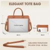 imageRAINSMORE Laptop Bag for Women 156 Inch Laptop Tote Bag Waterproof Leather Work Bags Professional Computer Briefcase Large Capacity Handbag for Business Teacher Office BlackBrown