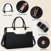 imageRAINSMORE Laptop Bag for Women 156 Inch Laptop Tote Bag Waterproof Leather Work Bags Professional Computer Briefcase Large Capacity Handbag for Business Teacher Office BlackBlack and White