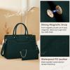 imageRAINSMORE Laptop Bag for Women 156 Inch Laptop Tote Bag Waterproof Leather Work Bags Professional Computer Briefcase Large Capacity Handbag for Business Teacher Office BlackDark Green