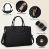 imageRAINSMORE Laptop Bag for Women 156 Inch Laptop Tote Bag Waterproof Leather Work Bags Professional Computer Briefcase Large Capacity Handbag for Business Teacher Office BlackBlack