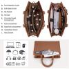 imageRAINSMORE Laptop Bag for Women 156 Inch PU Leather Laptop Tote Professional Business Office Work Bag Waterproof Briefcase Computer Tote Bag Large Lightweight Handbag Shoulder BagDark Brown