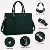 imageRAINSMORE Laptop Bag for Women 156 Inch PU Leather Laptop Tote Professional Business Office Work Bag Waterproof Briefcase Computer Tote Bag Large Lightweight Handbag Shoulder BagDark Green
