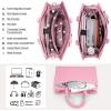 imageRAINSMORE Laptop Bag for Women 156 Inch PU Leather Laptop Tote Professional Business Office Work Bag Waterproof Briefcase Computer Tote Bag Large Lightweight Handbag Shoulder BagPink