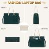 imageRAINSMORE Laptop Bag for Women 156 Inch Work Tote Bags Leather Laptop Tote Waterproof Computer Bag Professional Office Business Briefcase Large Handbag for College Teacher Travel BlackBeige and Green