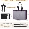 imageRAINSMORE Laptop Bag for Women 156 Inch Work Tote Bags Leather Laptop Tote Waterproof Computer Bag Professional Office Business Briefcase Large Handbag for College Teacher Travel BlackPurple and Black
