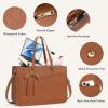 imageRAINSMORE Laptop Bag for Women 156 Inch Work Tote Bags Leather Laptop Tote Waterproof Computer Bag Professional Office Business Briefcase Large Handbag for College Teacher Travel BlackBrown
