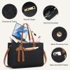 imageRAINSMORE Laptop Bag for Women 156 Inch Work Tote Bags Leather Laptop Tote Waterproof Computer Bag Professional Office Business Briefcase Large Handbag for College Teacher Travel BlackBlack and Brown