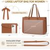 imageRAINSMORE Laptop Bag for Women 156 Inch Work Tote Bags Leather Laptop Tote Waterproof Computer Bag Professional Office Business Briefcase Large Handbag for College Teacher Travel BlackBrown