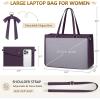 imageRAINSMORE Laptop Bag for Women 156 Inch Work Tote Bags Leather Laptop Tote Waterproof Computer Bag Professional Office Business Briefcase Large Handbag for College Teacher Travel BlackPurple