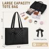 imageRAINSMORE Laptop Bag for Women 156 Inch Work Tote Bags Waterproof Leather Laptop Tote Professional Computer BriefcaseBlack