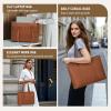 imageRAINSMORE Laptop Bag for Women 156 Inch Work Tote Bags Waterproof Leather Laptop Tote Professional Computer BriefcaseBrown