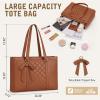 imageRAINSMORE Laptop Bag for Women 156 Inch Work Tote Bags Waterproof Leather Laptop Tote Professional Computer BriefcaseBrown