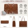 imageRAINSMORE Laptop Bag for Women 156 inch Laptop Tote Bag PU Leather Computer Work Bag Lightweight Shoulder Handbags BrownBrown