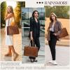 imageRAINSMORE Laptop Bag for Women 156 inch Laptop Tote Bag PU Leather Computer Work Bag Lightweight Shoulder Handbags BrownBrown