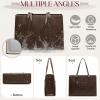 imageRAINSMORE Laptop Bag for Women 156 inch Laptop Tote Bag PU Leather Computer Work Bag Lightweight Shoulder Handbags BrownCoffee