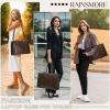 imageRAINSMORE Laptop Bag for Women 156 inch Laptop Tote Bag PU Leather Computer Work Bag Lightweight Shoulder Handbags BrownCoffee