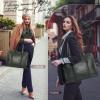 imageRAINSMORE Laptop Bag for Women 156 inch Laptop Tote Bag PU Leather Computer Work Bag Lightweight Shoulder Handbags BrownDark Green