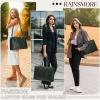 imageRAINSMORE Laptop Bag for Women 156 inch Laptop Tote Bag PU Leather Computer Work Bag Lightweight Shoulder Handbags BrownDark Green