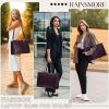 imageRAINSMORE Laptop Bag for Women 156 inch Laptop Tote Bag PU Leather Computer Work Bag Lightweight Shoulder Handbags BrownPurple