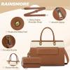 imageRAINSMORE Laptop Bag for Women 156 inch Leather Laptop Tote Bag Large Computer Bags Waterproof Business Office Work Bags Briefcase with Satchel Purse 2pcs Set BlackBrown