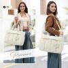 imageRAINSMORE Laptop Tote Bag for Women 156 Inch Lightweight Puffer Work Tote Bag Quilted Travel Bags with Shoulder Strap Large Computer Briefcase Teacher Nurse Bag for Casual Office Travel BeigeBeige