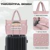 imageRAINSMORE Laptop Tote Bag for Women 156 Inch Lightweight Puffer Work Tote Bag Quilted Travel Bags with Shoulder Strap Large Computer Briefcase Teacher Nurse Bag for Casual Office Travel BeigePink