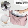 imageRAINSMORE Laptop Tote Bag for Women 156 Inch Lightweight Puffer Work Tote Bag Quilted Travel Bags with Shoulder Strap Large Computer Briefcase Teacher Nurse Bag for Casual Office Travel BeigePink